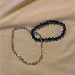 Elegant Crystal Bracelet Set - Blue and Clear